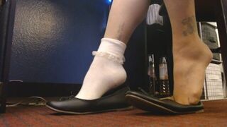 Closeup Ruffled Socks Pantyhose Ballet Flats Tease - porn video