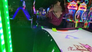 Sexy Wife Plays Air Hockey with Tits Out and Bouncing - porn video