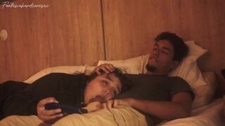 My stepbrother comes into my room and starts watching a movie with me and he gets excited and his co - porn video